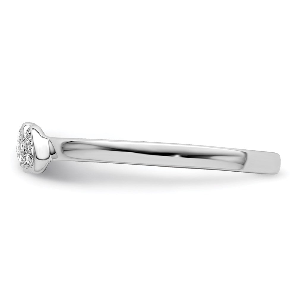 Sterling Silver Rhodium Plated Diamond Double Heart Stackable Ring - 3