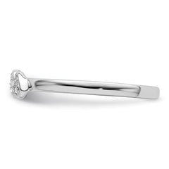 Sterling Silver Rhodium Plated Diamond Double Heart Stackable Ring - 3
