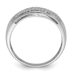 Sterling Silver Rhodium Plated Diamond Ladies Band - 11