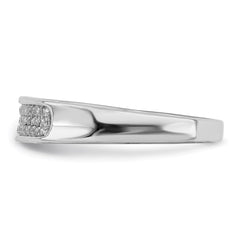Sterling Silver Rhodium Plated Diamond Ladies Band - 12