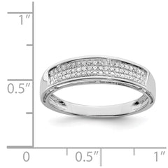 Sterling Silver Rhodium Plated Diamond Ladies Band - 12