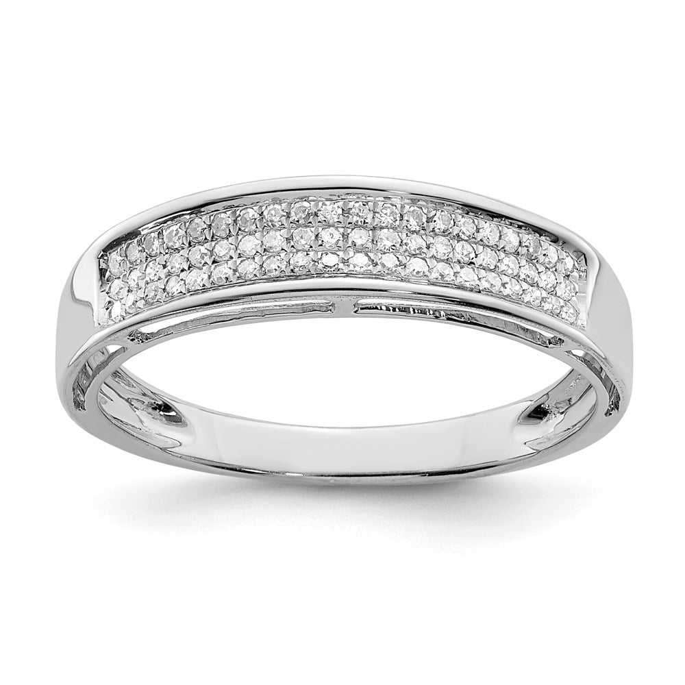 Sterling Silver Rhodium Plated Diamond Ladies Band - 12