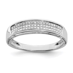 Sterling Silver Rhodium Plated Diamond Ladies Band - 12