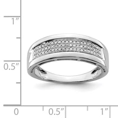 Sterling Silver Rhodium Plated Diamond Ladies Band - 10