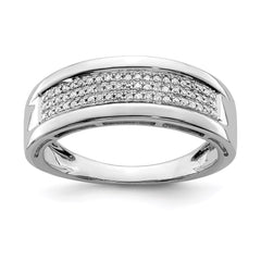 Sterling Silver Rhodium Plated Diamond Ladies Band - 10