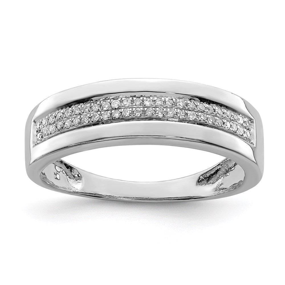 Sterling Silver Rhodium Plated Diamond Ladies Band - 3
