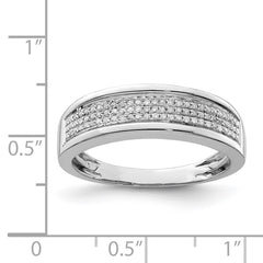 Sterling Silver Rhodium Plated Diam. Men's Band - 5
