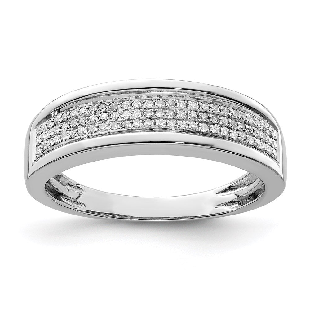 Sterling Silver Rhodium Plated Diam. Men's Band - 6