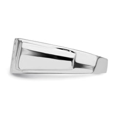 Sterling Silver Rhodium Plated Diamond Men's Ring - 13