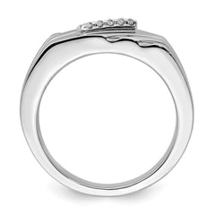 Sterling Silver Rhodium Plated Diamond Men's Ring - 10