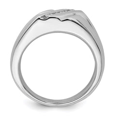 Sterling Silver Rhodium Plated Diamond Men's Ring - 15