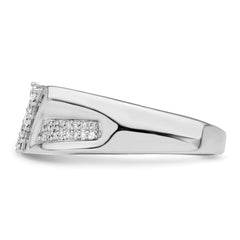 Sterling Silver Rhodium Plated Diamond Men's Ring - 17