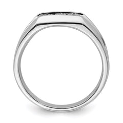 Sterling Silver Rhodium Plated Diamond Men's Ring - 18