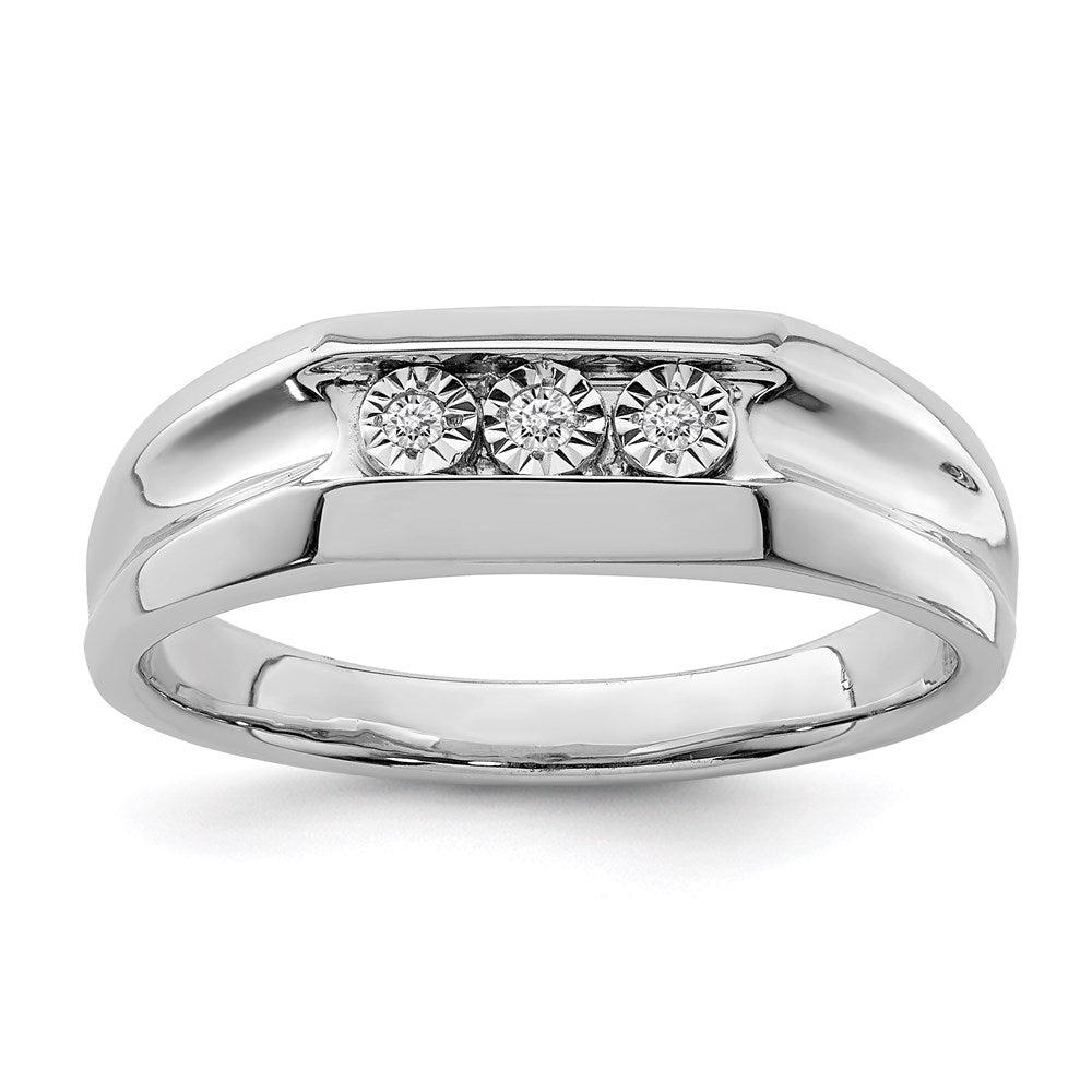 Sterling Silver Rhodium Plated Diamond Men's Ring - 18