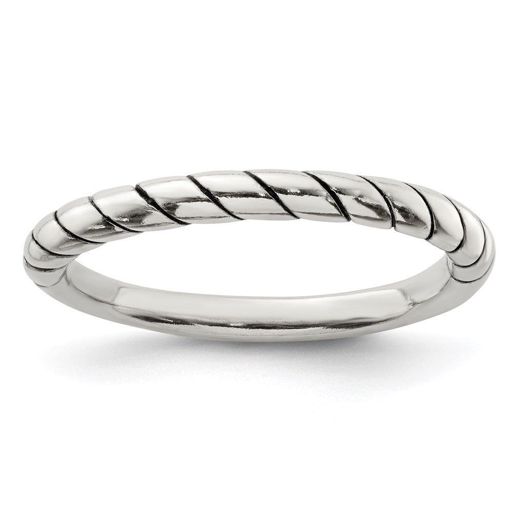 Sterling Silver Stackable Twist Ring - 3