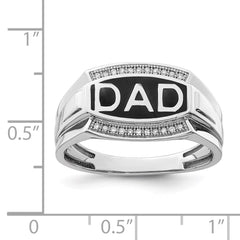 Sterling Silver Rhodium Plated Diamond Men's DAD Ring - 3