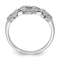 Sterling Silver Rhodium Plated Diamond Triple Heart Ring - 2