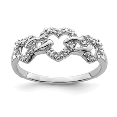 Sterling Silver Rhodium Plated Diamond Triple Heart Ring - 2