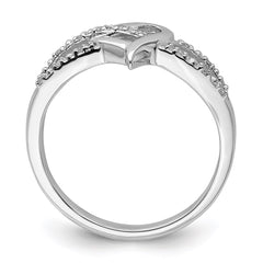 Sterling Silver Rhodium Plated Diamond Heart Ring - 18