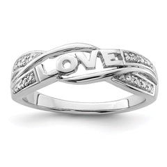 Sterling Silver Rhodium Plated Diamond LOVE Ring - 4