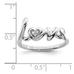 Sterling Silver Rhodium Plated Diamond LOVE Ring - 6