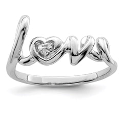 Sterling Silver Rhodium Plated Diamond LOVE Ring - 5