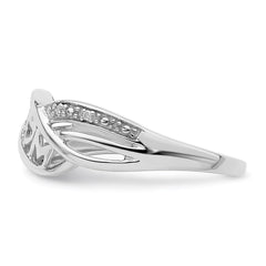 Sterling Silver Rhodium Plated Diamond Heart MOM Ring - 6