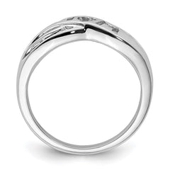 Sterling Silver Rhodium Plated Diamond MOM Ring - 3