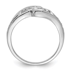Sterling Silver Rhodium Plated Diamond Heart MOM Ring - 2