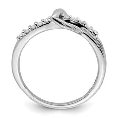 Sterling Silver Rhodium Plated Diamond Heart Ring - 2