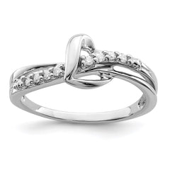 Sterling Silver Rhodium Plated Diamond Heart Ring - 2