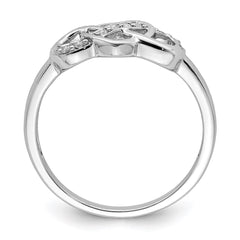 Sterling Silver Rhodium Plated Diamond Heart Ring - 16