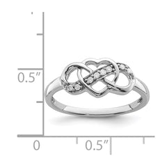 Sterling Silver Rhodium Plated Diamond Heart Ring - 20