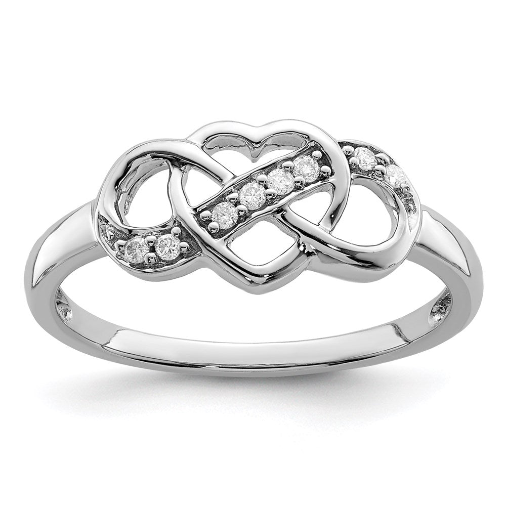 Sterling Silver Rhodium Plated Diamond Heart Ring - 20