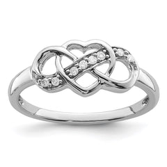 Sterling Silver Rhodium Plated Diamond Heart Ring - 20