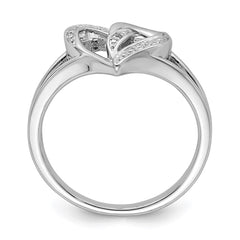 Sterling Silver Rhodium Plated Diamond Heart Ring - 8