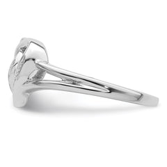 Sterling Silver Rhodium Plated Diamond Heart Ring - 8