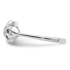 Sterling Silver Rhodium Plated Diamond Bow Ring - 5