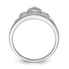 Sterling Silver Rhodium Plated Diamond Crown Ring - 5