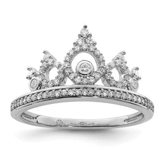 Sterling Silver Rhodium Plated Diamond Crown Ring - 5