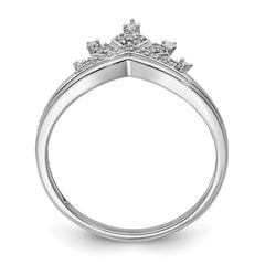 Sterling Silver Rhodium Plated Diamond Crown Ring - 6