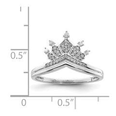 Sterling Silver Rhodium Plated Diamond Crown Ring - 6