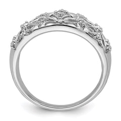 Sterling Silver Rhodium Plated Diamond Ring - 7
