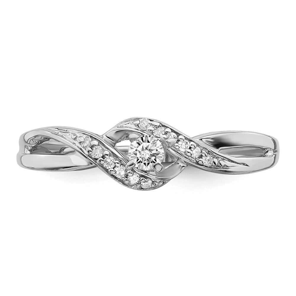 Sterling Silver Rhodium Plated Diamond Promise Ring - 2