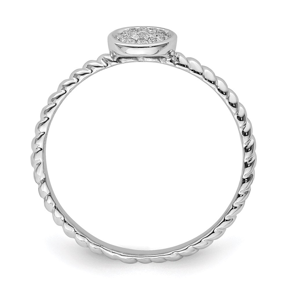Sterling Silver Rhodium Plated White Diamond Stackable Ring - 2