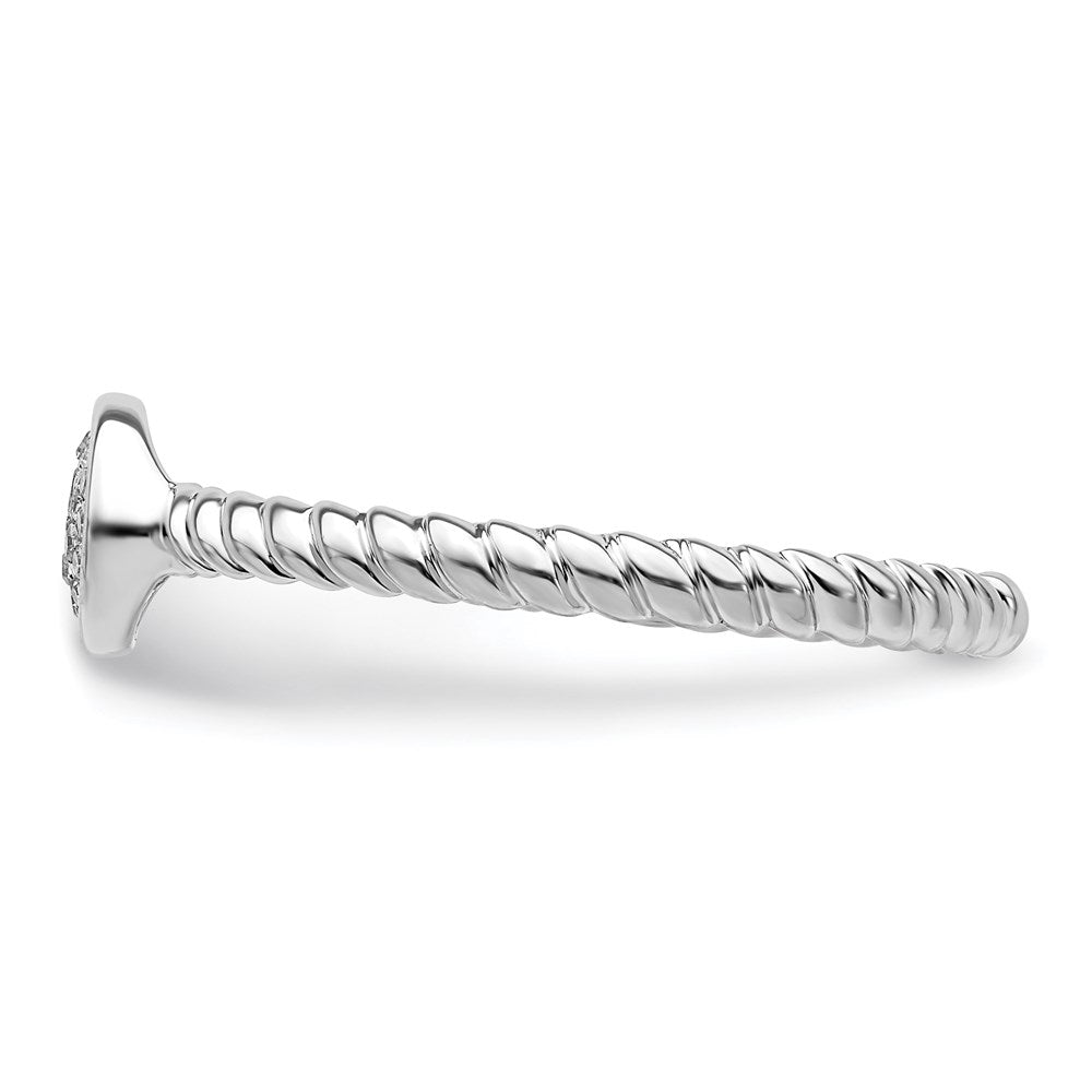 Sterling Silver Rhodium Plated White Diamond Stackable Ring - 2