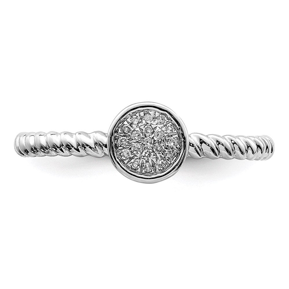 Sterling Silver Rhodium Plated White Diamond Stackable Ring - 3