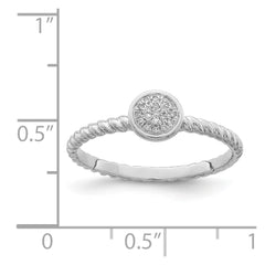 Sterling Silver Rhodium Plated White Diamond Stackable Ring - 3