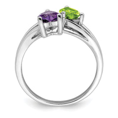 Sterling Silver Rhodium Amethyst & Peridot Diam. Ring - 3