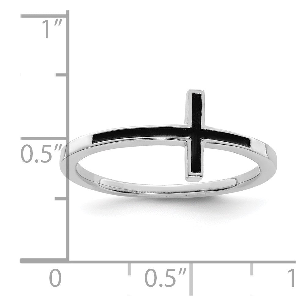 Sterling Silver Antiqued Sideways Cross Ring - 2